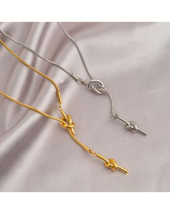 Simple Gold Knot Tassel Adjustable Lariat Y Necklace | M045