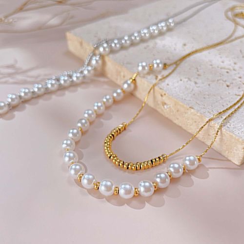 Dainty Pearl Beads Layering Chain Necklace | GX2309